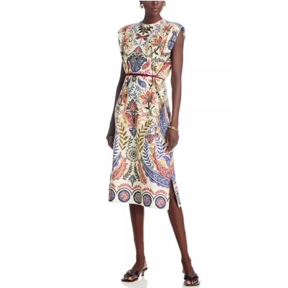 FARM RIO BOHO GLAM OFF-WHITE MIDI DRESS 100% COTTON NWT SIZE MEDIUM - Picture 10 of 10